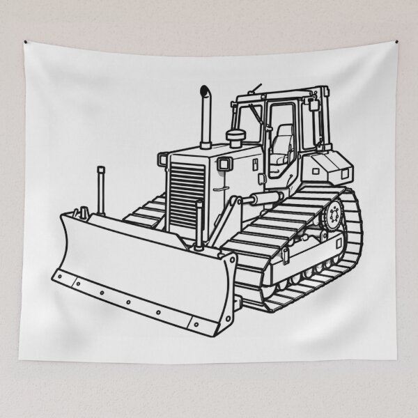 Item preview, Bulldozer Line Art – Heavy Construction Equipment Illustration designed and sold by ElceMare.