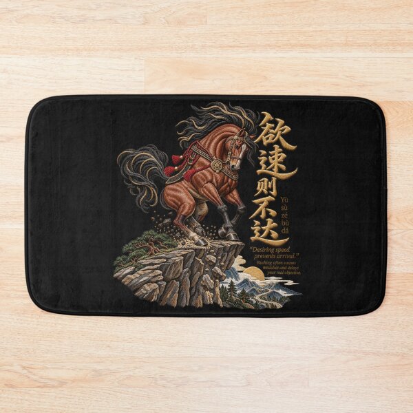 Item preview, Chinese Proverb Horse Embroidery – 欲速则不达 Stallion Cliff Edge Artwork designed and sold by Emoji Emblems.