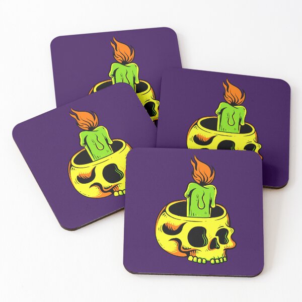 Item preview, Spooky Skull Candle Burning Green Candleholder Halloween designed and sold by SolutionsArt.