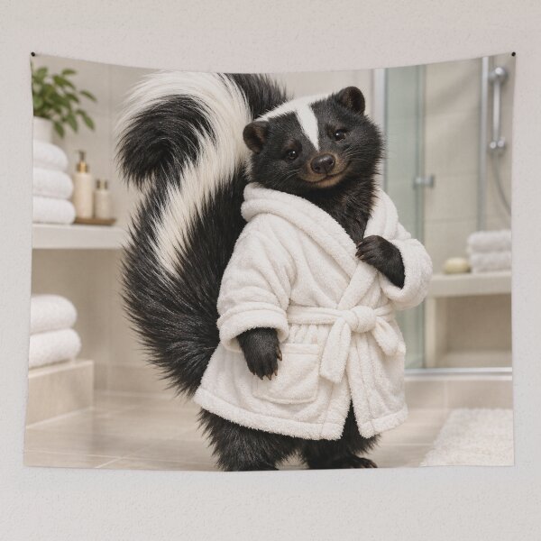Item preview, Skunk White Bathrobe designed and sold by Sillytoe.
