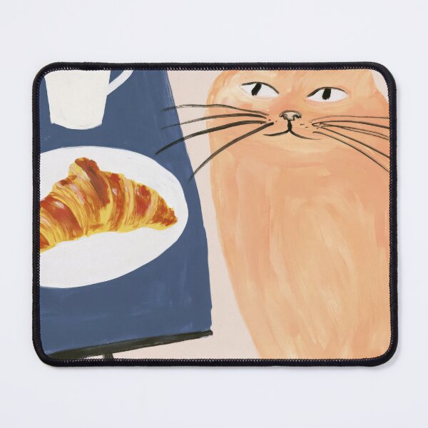 Item preview, Orange Cat Coffee and Croissant Breakfast Painting designed and sold by Sunday Margaritas Art.