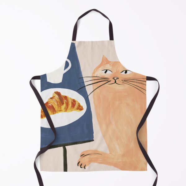 Item preview, Orange Cat Coffee and Croissant Breakfast Painting designed and sold by Sunday Margaritas Art.