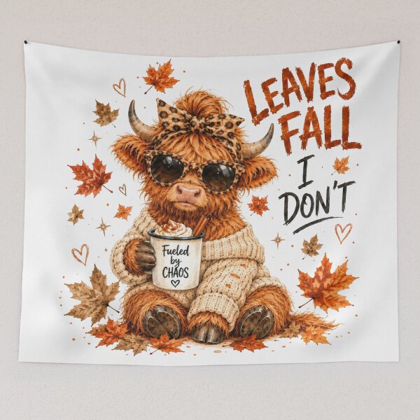Item preview, Leaves Fall – I Don’t | Funny Highland Cow Autumn Design designed and sold by LittleGinnyArt.