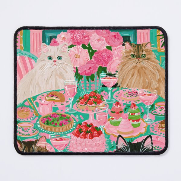 Item preview, Cats Tea Party Pink Maximalist Painting designed and sold by Sunday Margaritas Art.