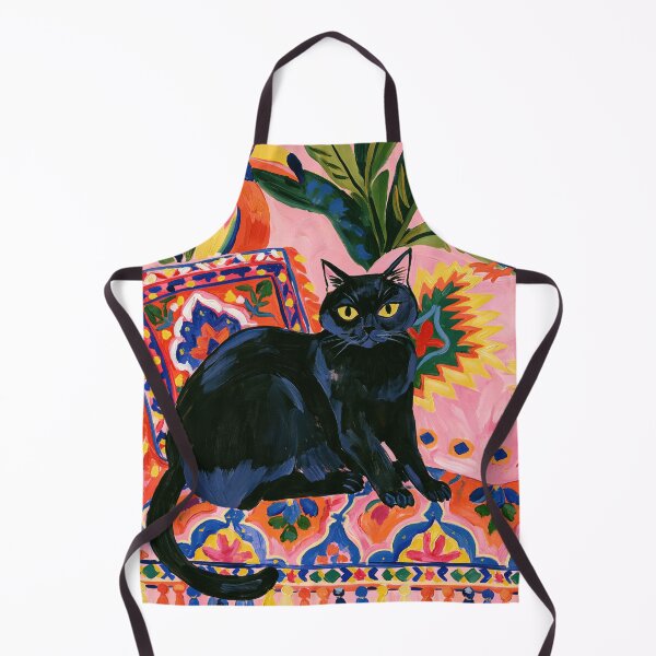 Item preview, Black Cat with Tropical Birds Colorful Painting designed and sold by Sunday Margaritas Art.