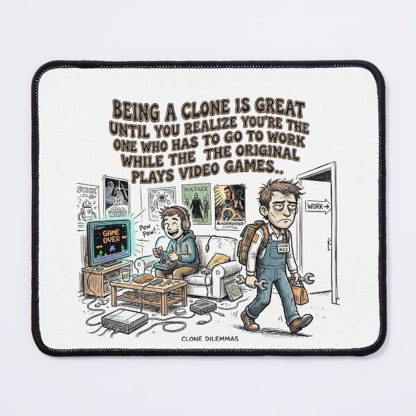 Item preview, Being a clone is great until you realize you're the one who has to go to work while the original plays video games. designed and sold by jrzvibe.