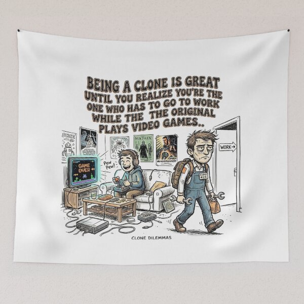 Item preview, Being a clone is great until you realize you're the one who has to go to work while the original plays video games. designed and sold by jrzvibe.