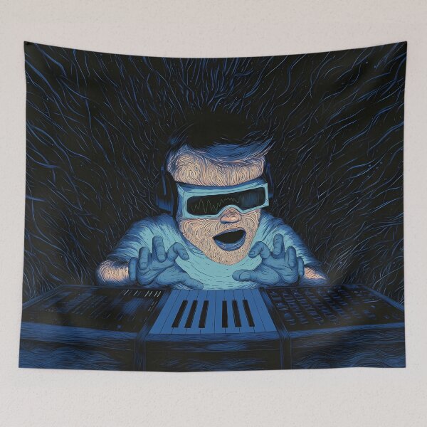 Item preview, Electronic Music Producer Synth Wave Art designed and sold by Lunat1kk.