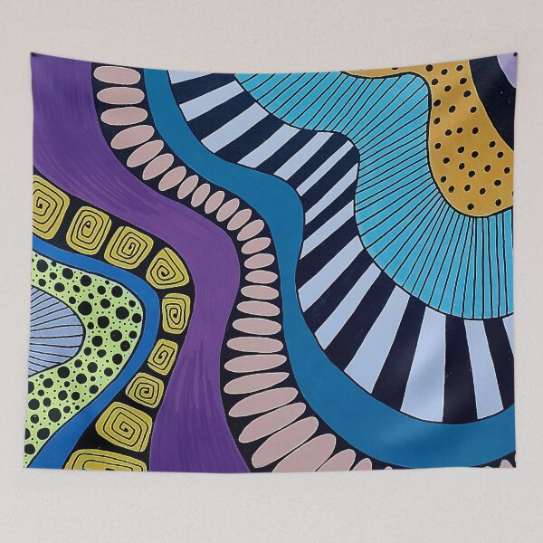 Item preview, Psychedelic Spiral — Purple, Blue & Gold Abstract Art designed and sold by WonderwildArt.