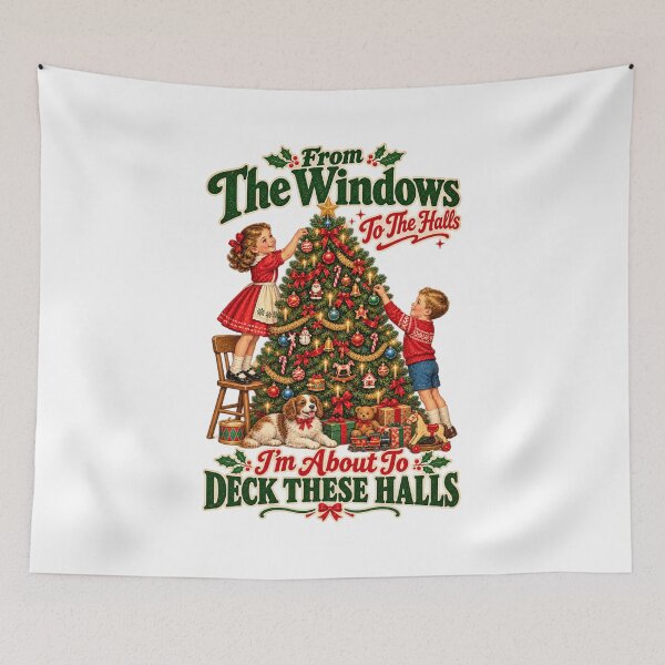Item preview, Vintage Christmas Deck These Halls Retro Holiday Family Tree designed and sold by DijaMar.