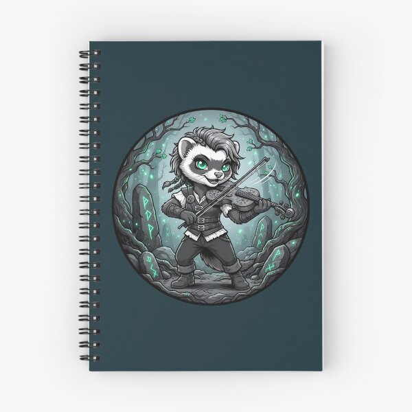 Item preview, Folk Metal Ferret Violinist - Emerald Green Stencil Chibi designed and sold by LumiPress Co..