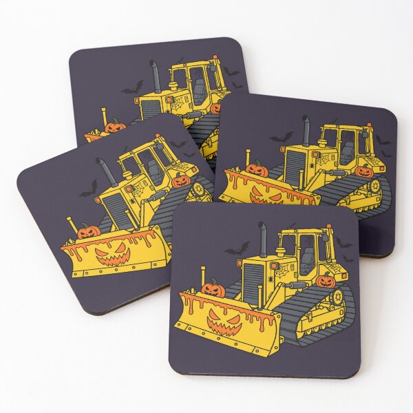 Item preview, Halloween Bulldozer – Spooky Construction Vehicle purple background designed and sold by ElceMare.