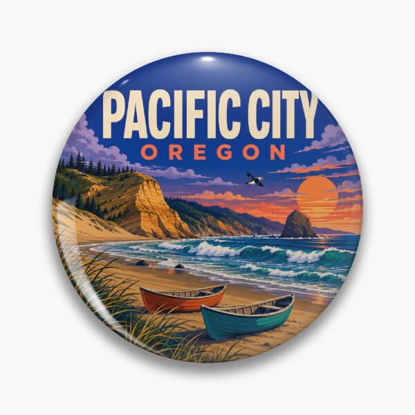 Item preview, Pacific City Oregon – Retro Coastal Sunset & Beach Boats designed and sold by SimplyJasper.