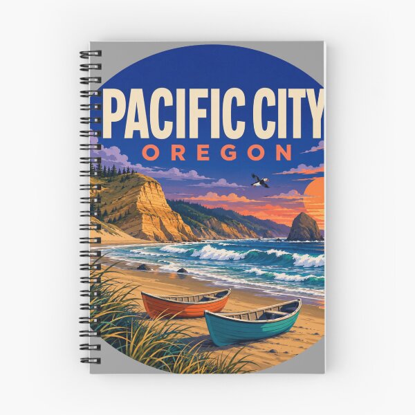 Item preview, Pacific City Oregon – Retro Coastal Sunset & Beach Boats designed and sold by SimplyJasper.