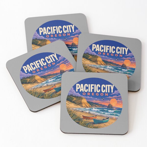 Item preview, Pacific City Oregon – Retro Coastal Sunset & Beach Boats designed and sold by SimplyJasper.
