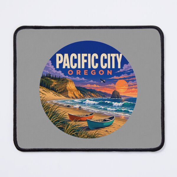 Item preview, Pacific City Oregon – Retro Coastal Sunset & Beach Boats designed and sold by SimplyJasper.