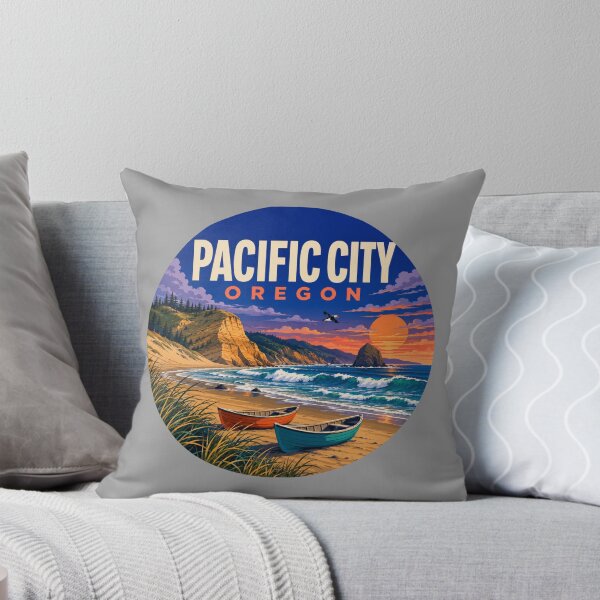 Item preview, Pacific City Oregon – Retro Coastal Sunset & Beach Boats designed and sold by SimplyJasper.