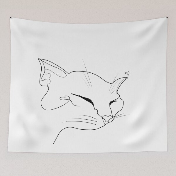 Item preview, Minimalist Sleeping Cat Line Art⁠ designed and sold by a1-x.