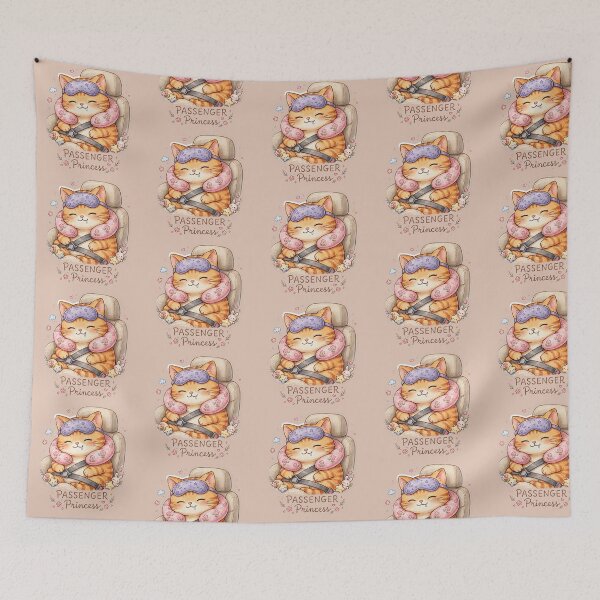 Item preview, Passenger Princess Cat - Cute Sleeping Orange Tabby Car Coquette Sticker designed and sold by Yassinejayed.
