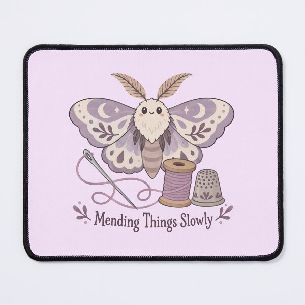 Item preview, Moth Mending Things Slowly Sticker designed and sold by Inkworksbyshery.