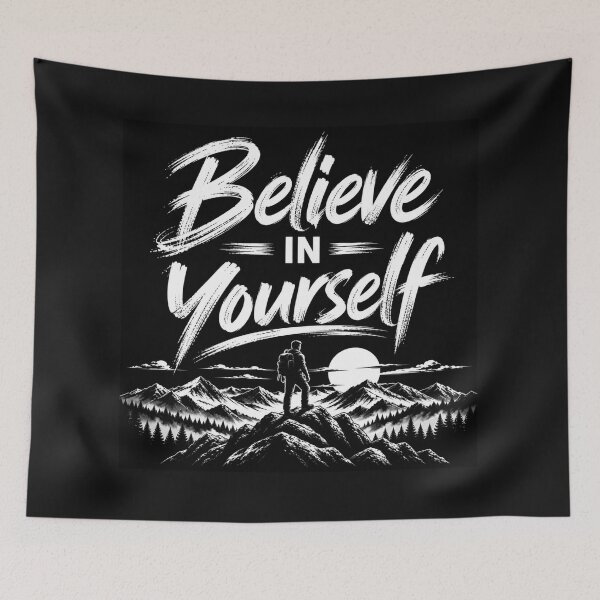Item preview, Title  Believe in Yourself – Inspirational Mountain Motivation Design designed and sold by CraftNestNoor.