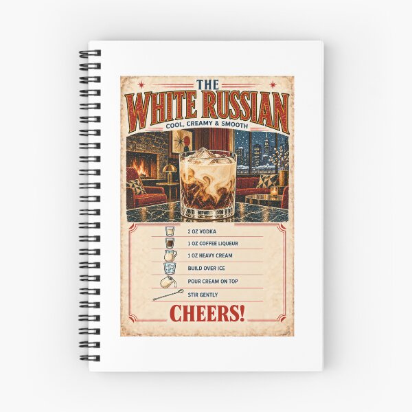 Item preview, Vintage White Russian Cocktail Recipe – Retro Bar Art designed and sold by thebigleebowski.