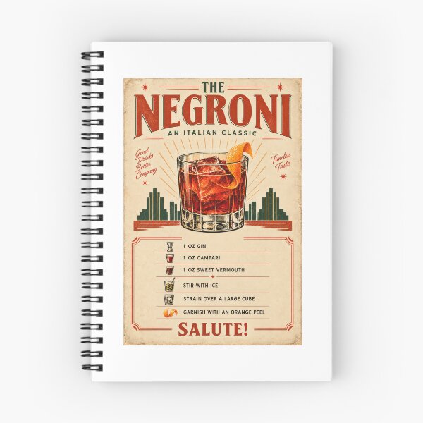 Item preview, Vintage Negroni Cocktail Recipe – Retro Bar Art designed and sold by thebigleebowski.