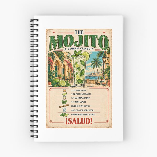Item preview, Vintage Mojito Cocktail Recipe – Retro Bar Art designed and sold by thebigleebowski.
