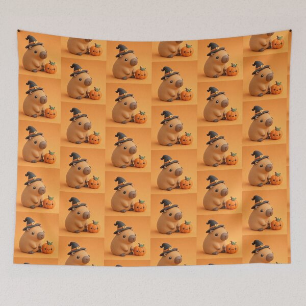 Item preview, Cute 3D Clay Halloween Capybara with Pumpkin designed and sold by TataTopShop.