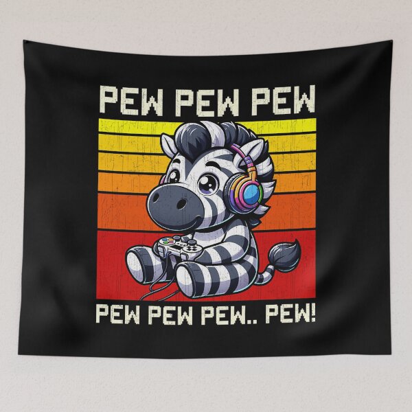 Item preview, Funny Zebra Vintage Gamer Videogames Pew Zoo Boys Girls Kids designed and sold by One55store.