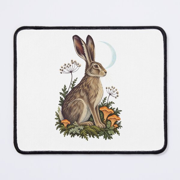 Item preview, Mooncap Hare Textured Nature Illustration designed and sold by Wonderwoven Studio.