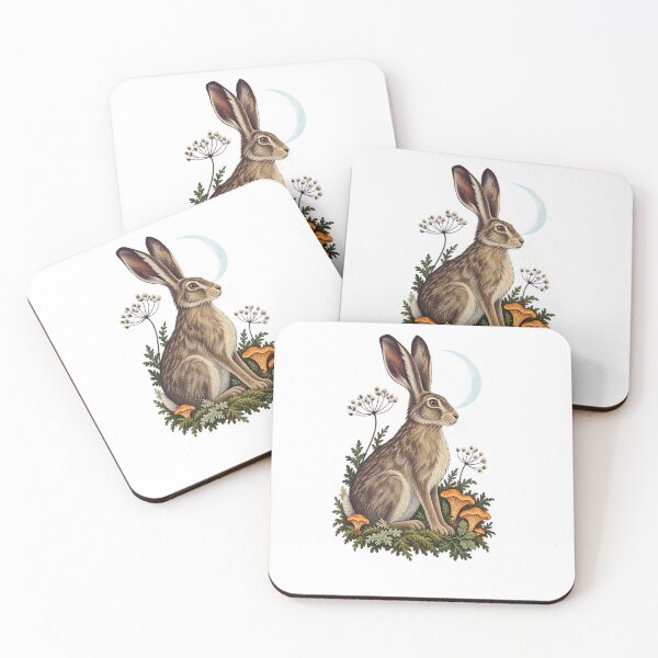 Item preview, Mooncap Hare Textured Nature Illustration designed and sold by Wonderwoven Studio.