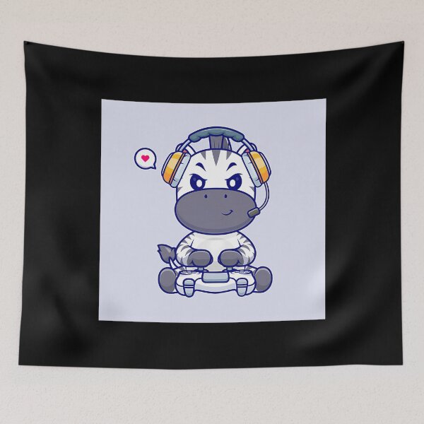 Item preview, Cute Zebra Gaming Cartoon Vector Icon designed and sold by One55store.