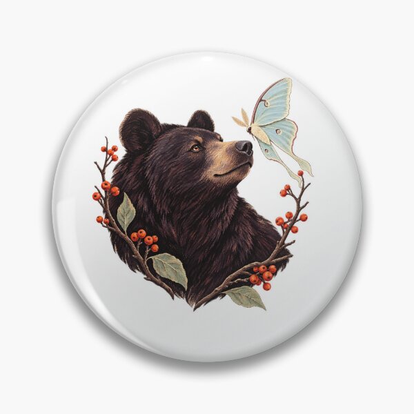 Item preview, Mothkeeper Bear Textured Nature Illustration designed and sold by Wonderwoven Studio.
