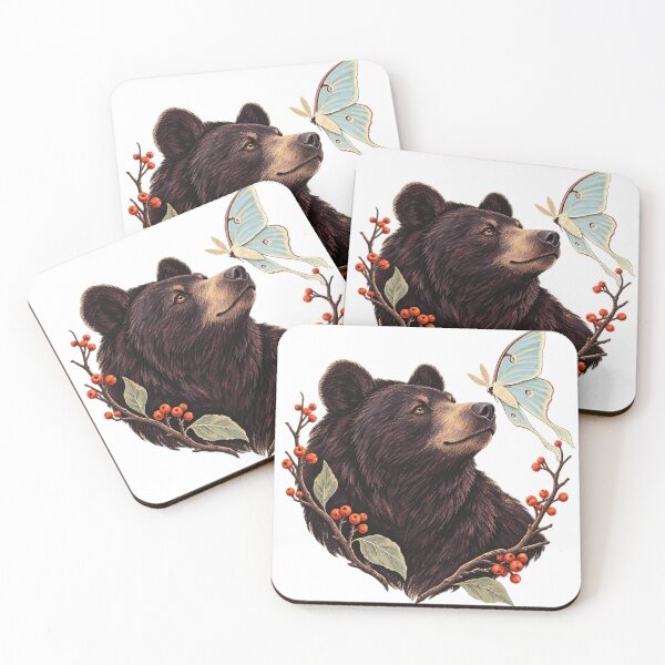 Item preview, Mothkeeper Bear Textured Nature Illustration designed and sold by Wonderwoven Studio.