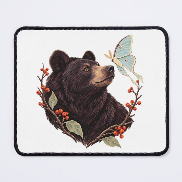 Item preview, Mothkeeper Bear Textured Nature Illustration designed and sold by Wonderwoven Studio.