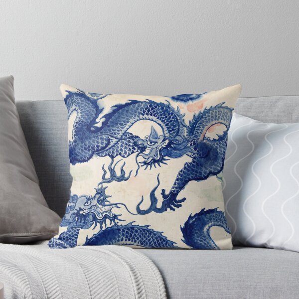 Item preview, Blue and White Dragons Chinoiserie Watercolor designed and sold by Fani*.