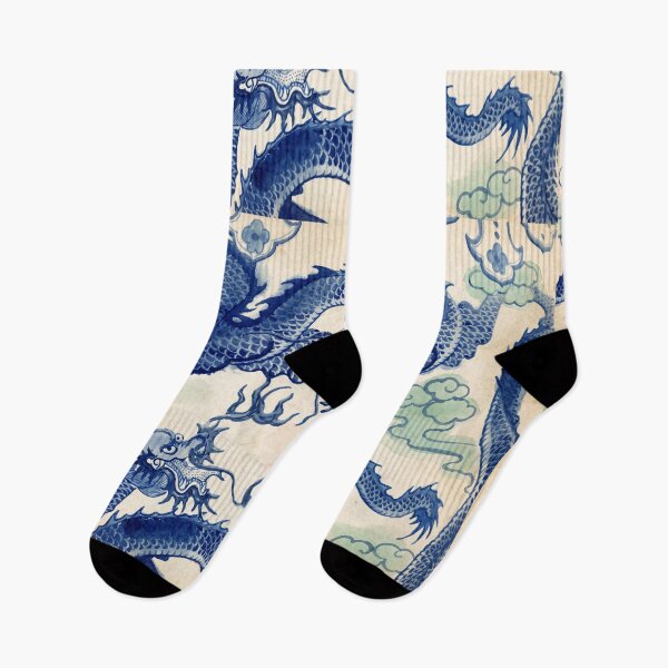 Item preview, Blue and White Dragons Chinoiserie Watercolor designed and sold by Fani*.