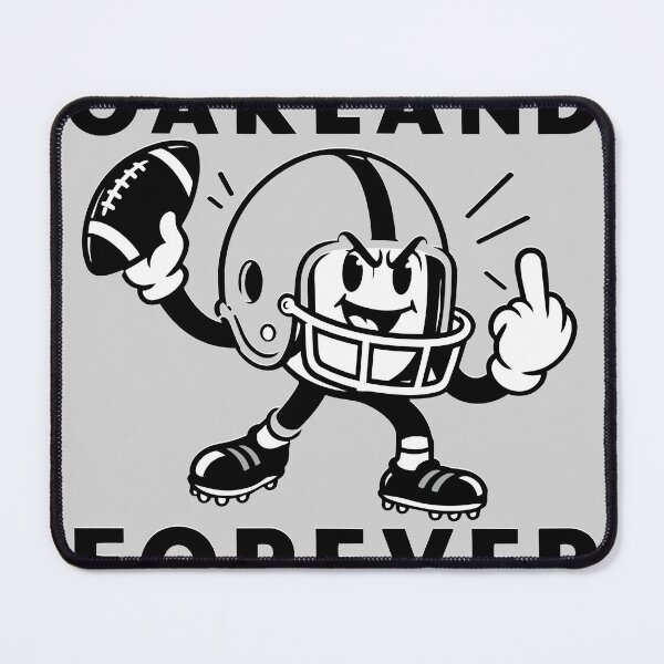Item preview, Oakland (Raiders) forever. A bold black-and-white football design featuring a tough retro helmet mascot  designed and sold by PIXEL POP DESIGNS - Beyond the Norm!.