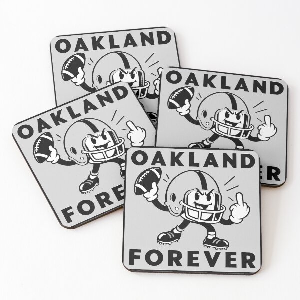 Item preview, Oakland (Raiders) forever. A bold black-and-white football design featuring a tough retro helmet mascot  designed and sold by PIXEL POP DESIGNS - Beyond the Norm!.