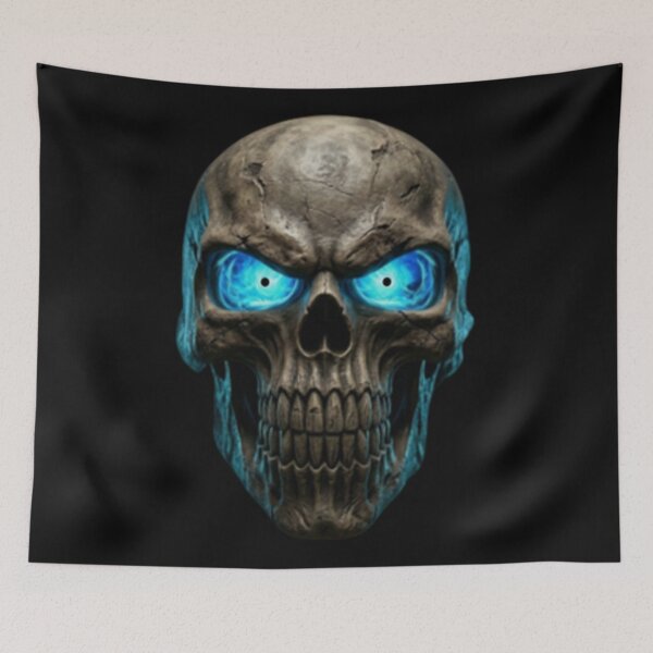 Item preview, Ghost Rider Blue Flame Skull - Glowing Eyes Fantasy Art designed and sold by InkShiftLabs.