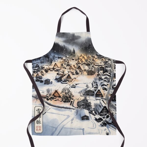 Item preview, Sumi-e Snowy Shirakawa-go Village Art designed and sold by conohitoAI-ArtGallery.