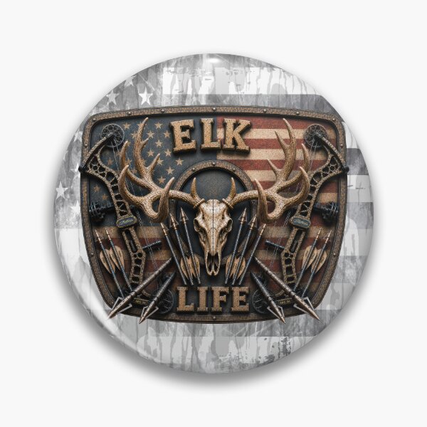 Item preview, Elk Life American Flag Trophy Bull Elk Bow Hunting Badge Wall Art for Archery Hunters designed and sold by artistwill.