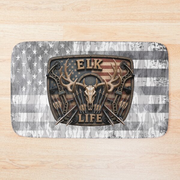 Item preview, Elk Life American Flag Trophy Bull Elk Bow Hunting Badge Wall Art for Archery Hunters designed and sold by artistwill.