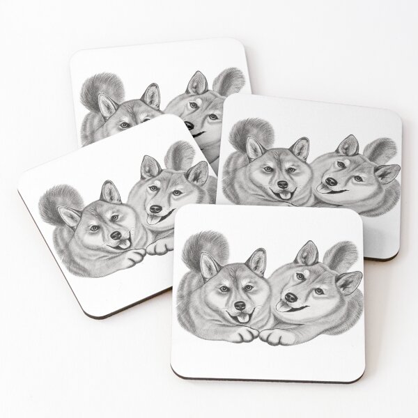 Item preview, Shiba Inu Friends - Pencil Drawing designed and sold by SamuraiSixCoin.