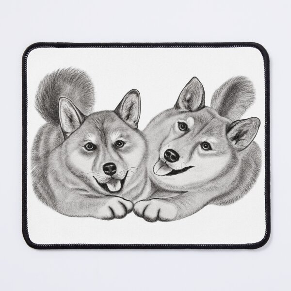 Item preview, Shiba Inu Friends - Pencil Drawing designed and sold by SamuraiSixCoin.