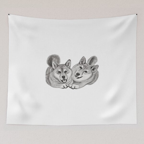Item preview, Shiba Inu Friends - Pencil Drawing designed and sold by SamuraiSixCoin.