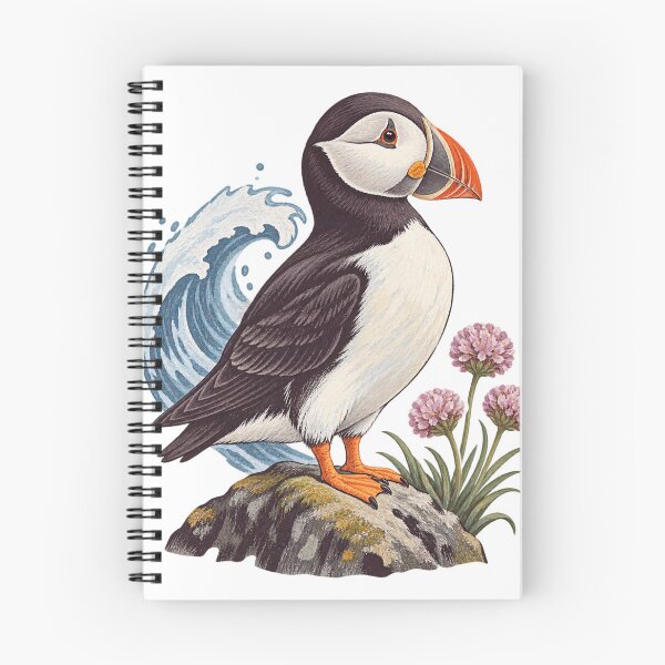 Item preview, Cliffside Puffin Textured Nature Illustration designed and sold by Wonderwoven Studio.