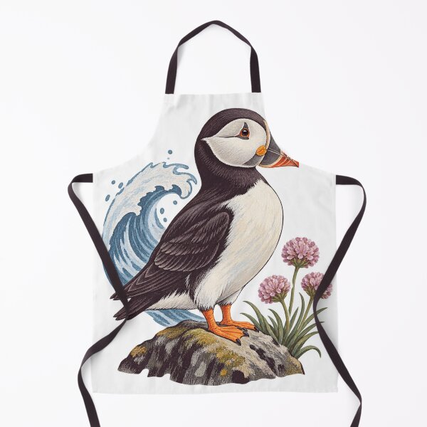 Item preview, Cliffside Puffin Textured Nature Illustration designed and sold by Wonderwoven Studio.
