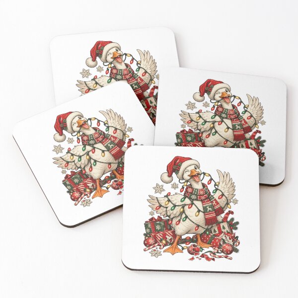 Artikelvorschau, Lustiges Weihnachtsgans-Weihnachtsmannmützen-Design mit Lichterketten und Wintervogelmotiv entworfen und verkauft von xghambo.